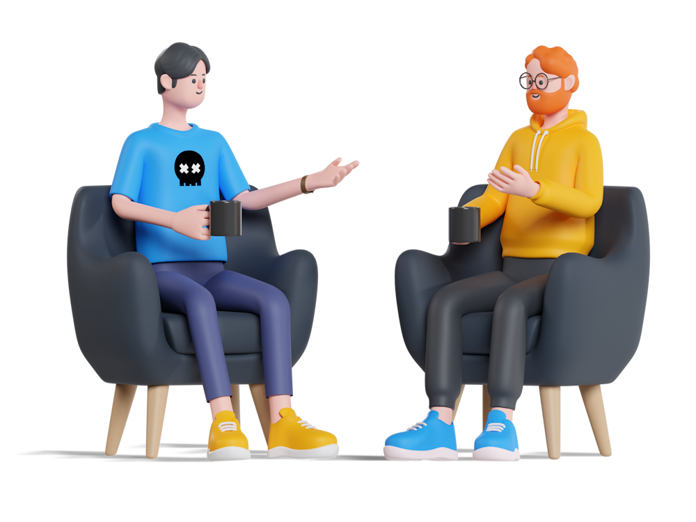 An illustration showing people collaborating and building trust.