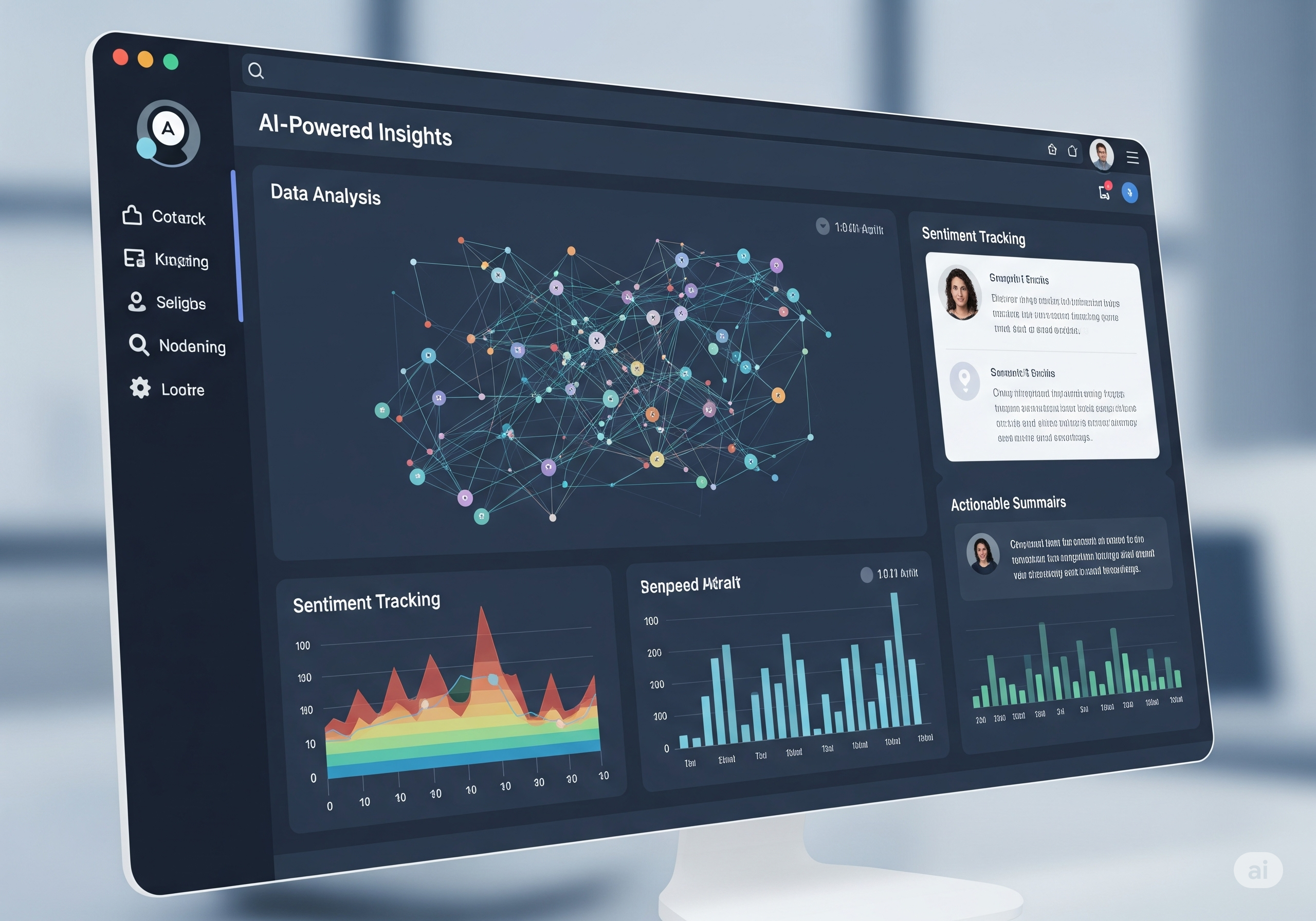 A dashboard showing various charts and metrics related to client feedback.