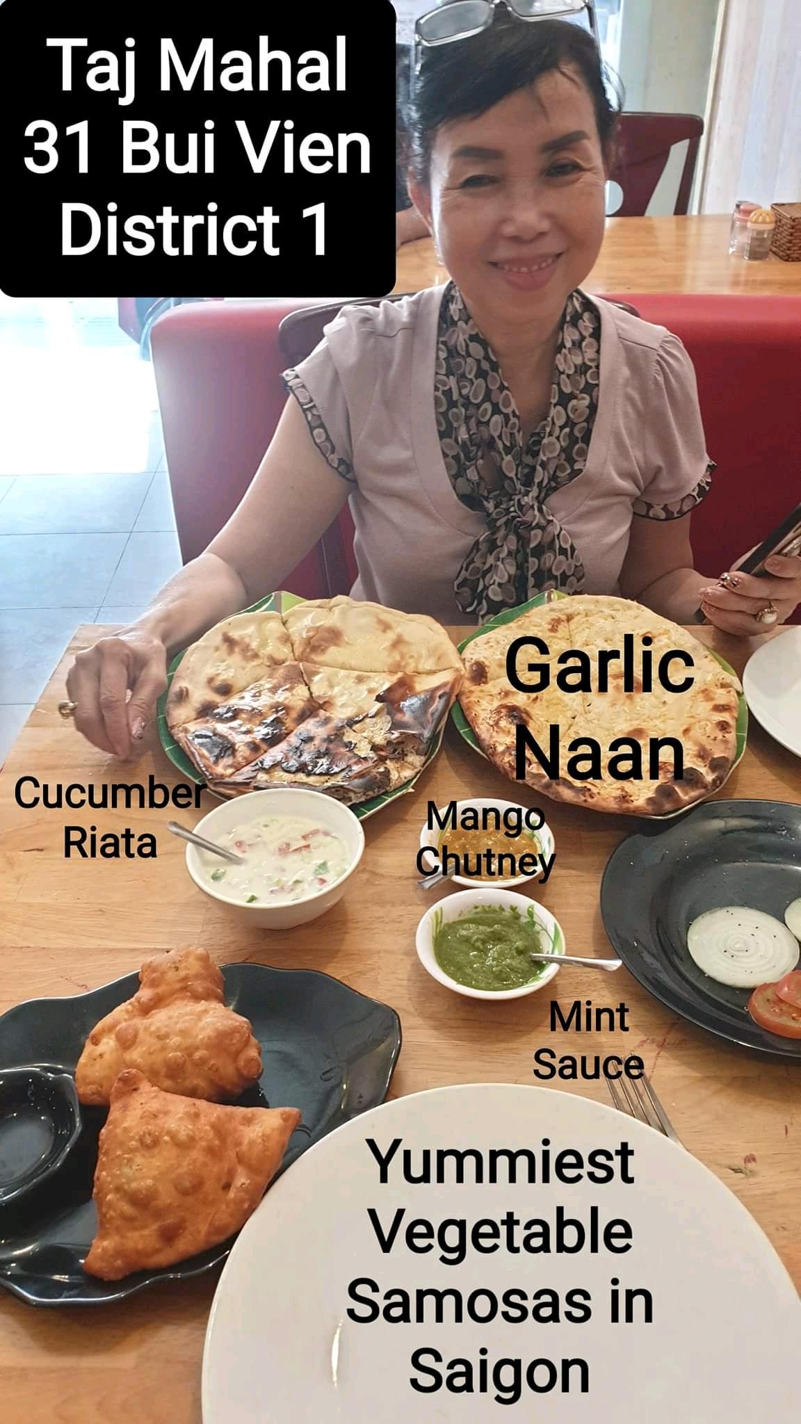 Indian restaurant nearby #tphcm with Chicken samosa, prawn biryani, chicken tikka masala & some naan The garlic nan from #Swagat really is full of moist garlic