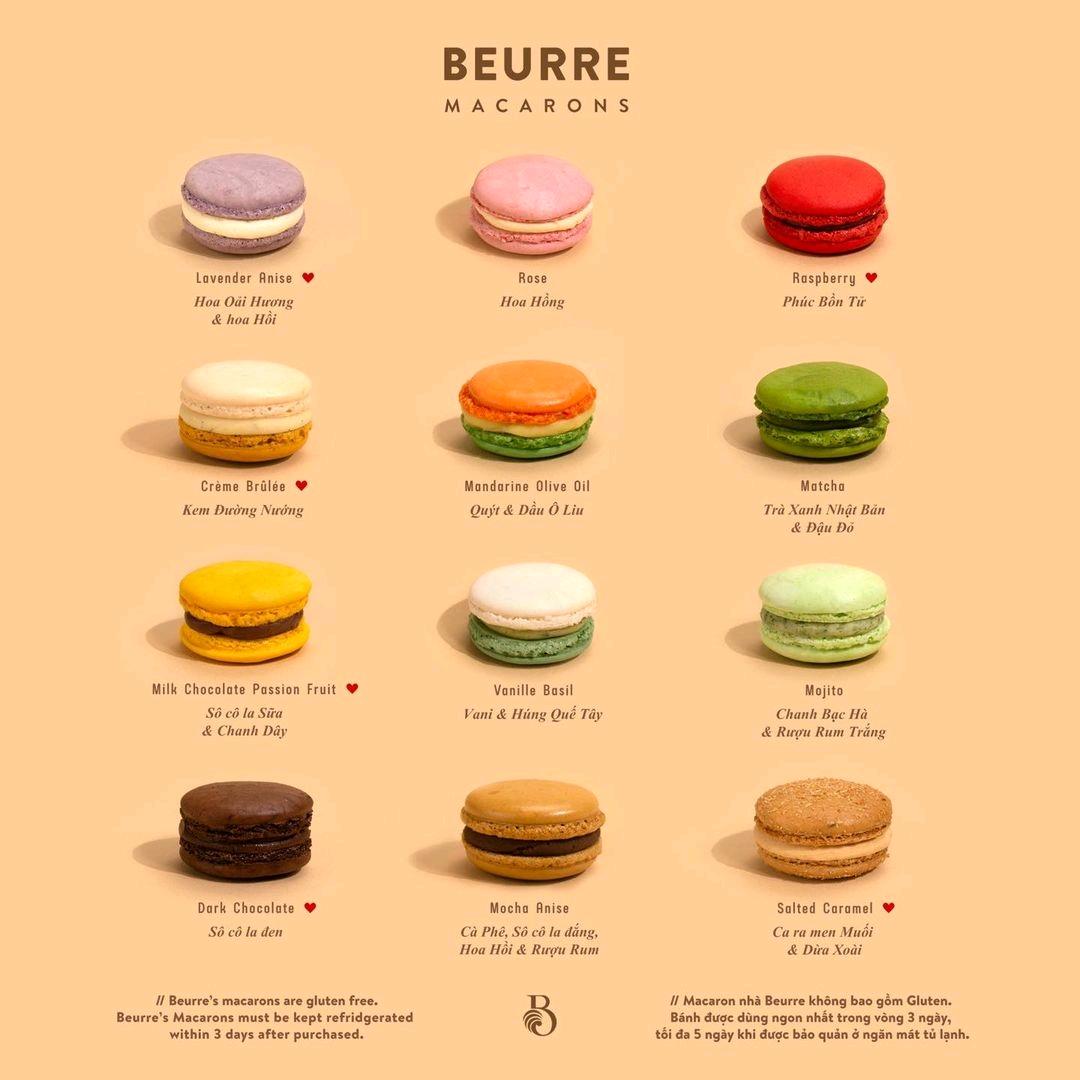 Gia đình bánh Bơ Ma Cà Rồng 2022 Please choose your favourite flavors ❤️ #beurre #patisserie #saigon #vietnam #quatang #bangai #macaron #ngọt #bánh #quàtặng 