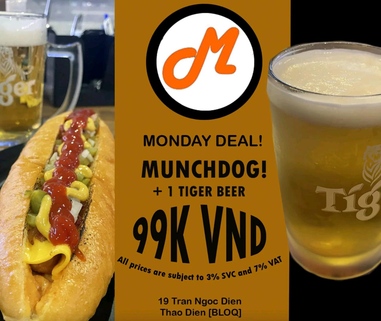 Miễn phí thứ Sáu: 3 giờ miễn phí bia Tiger - 200K VND ! Thời gian bắt đầu ngay sau khi bạn mua bia thứ 1, ở lại trong 3 giờ và uống bao nhiêu tùy thích / lon