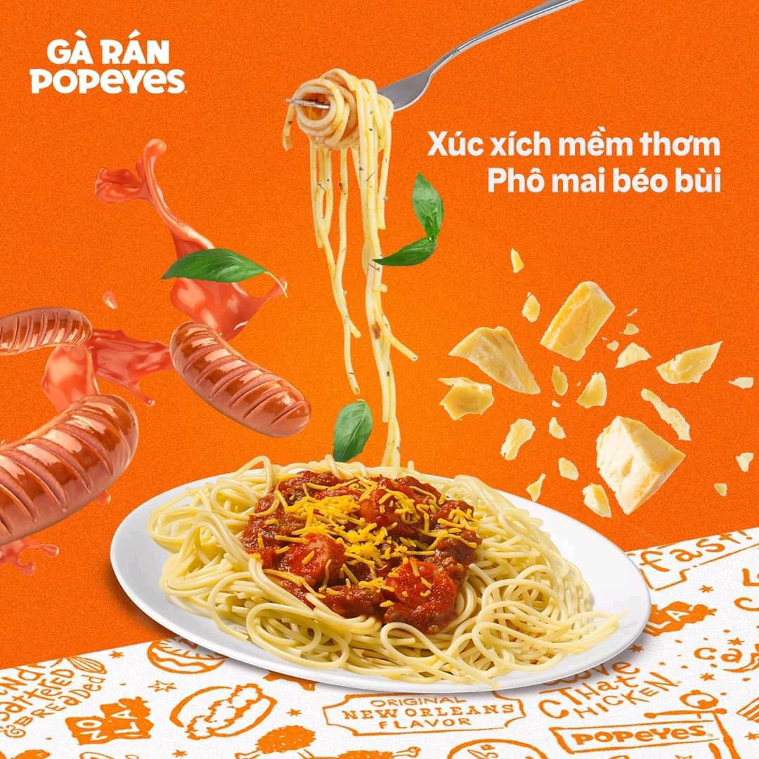 Popeyes chicken 🐔serves spaghetti Bolognese with chicken 🍗 leg and slices of 🌭🤤 sausages #ubereats #grab #zalopay  