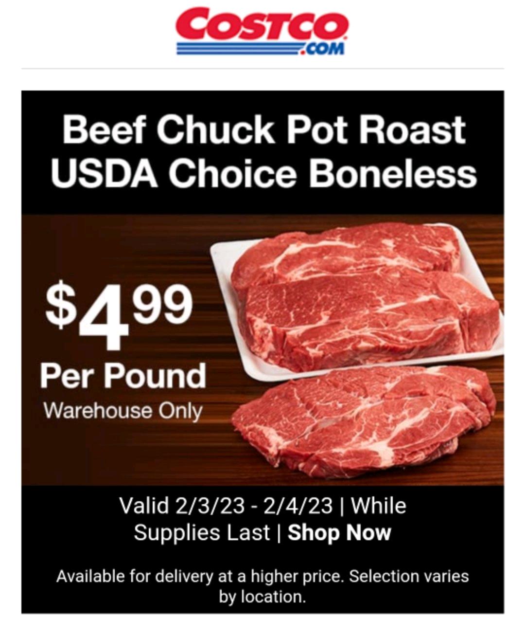 USDA Organic Beef chuck pot roast at #Costco #sfbay #gasline #hours #couponcode February 14, 2023