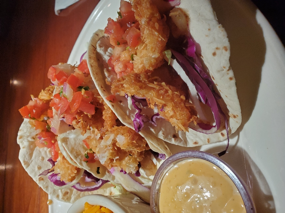 Coconut Shrimp Tacos with Yellow Rice