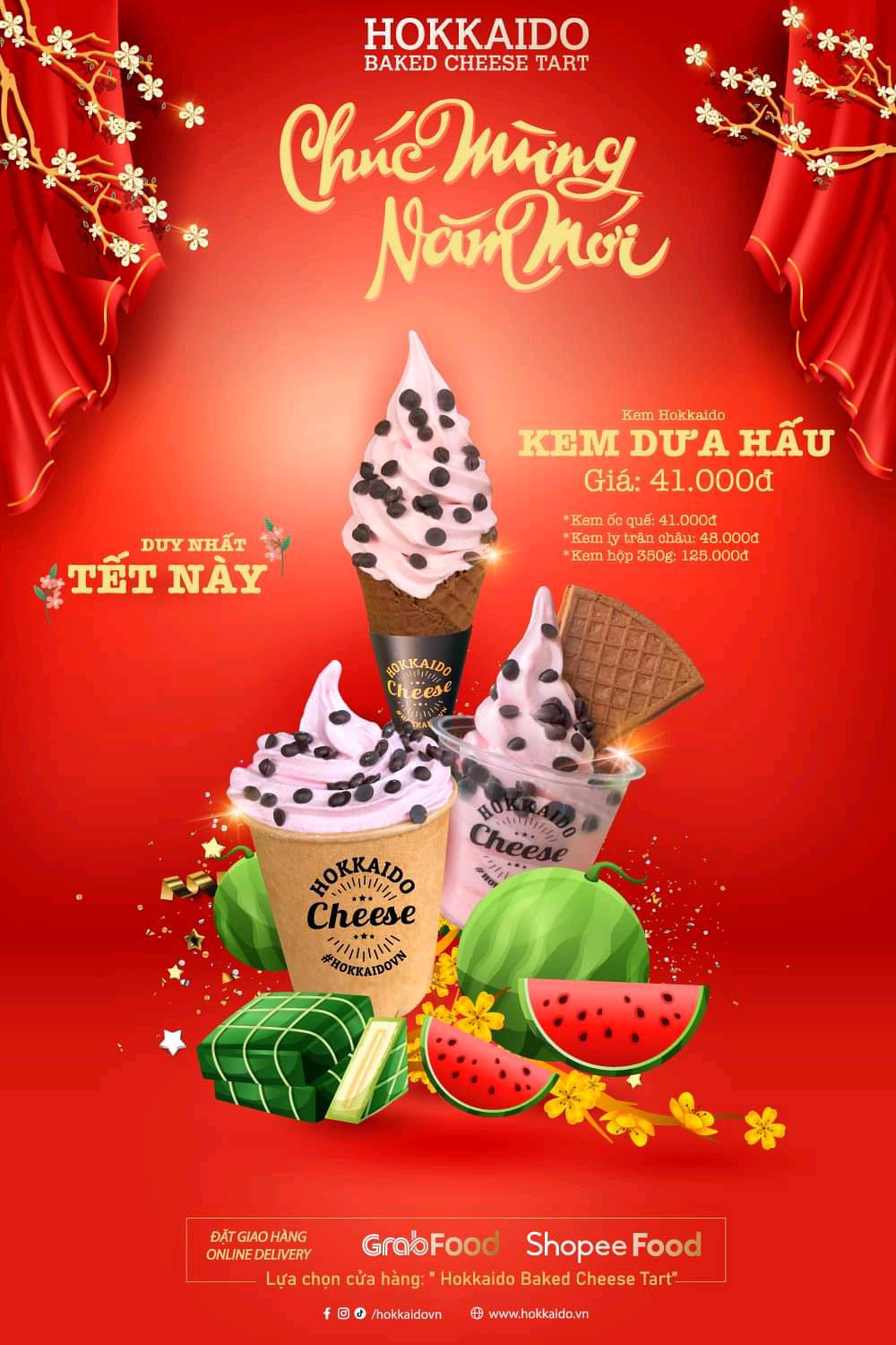 🍉NĂM MỚI #Hokkaido có KEM DƯA HẤU - Hiếm có, Khó tìm - phiên bản Đặc Biệt dành cho Tết 2023 🍉🍉
🧧Kem Dưa Hấu ốc quế: 41.000đ
🧧Kem Dưa Hấu ly trân châu: 48.000đ