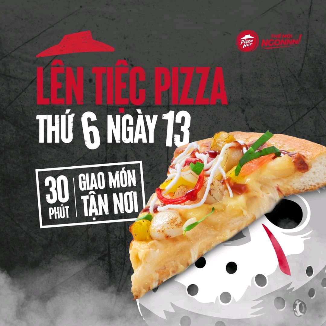 Friday the 13th pizza hut near me via food delivery #grab in #hochiminh #saigon #momo