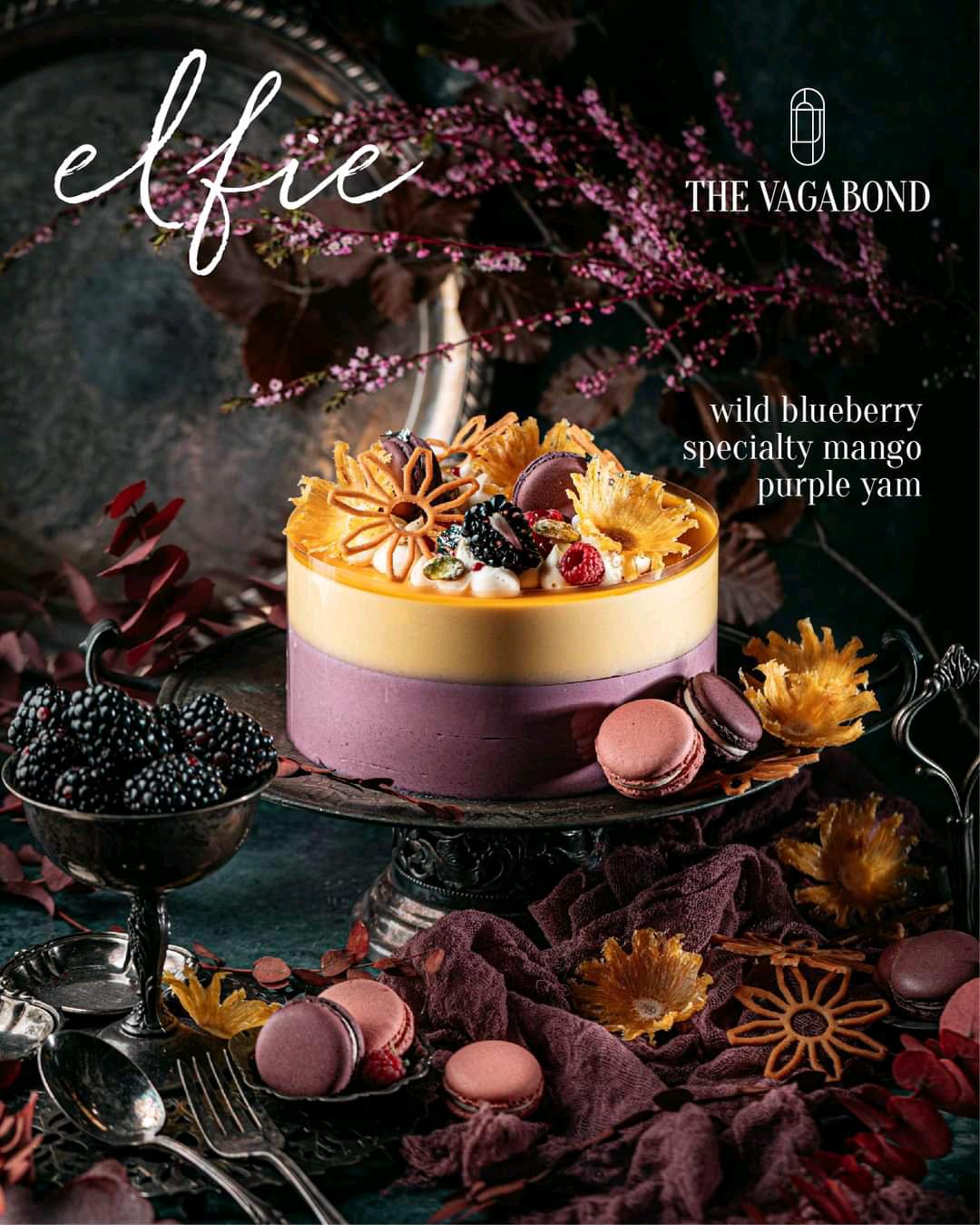 The Vagabond Pâtisserie Mango, Purple yam, Wild Blueberry chocolate mousse cheesecake Voted best Valentine day dessert 🎂🍪 for organic cheesecake via #grab