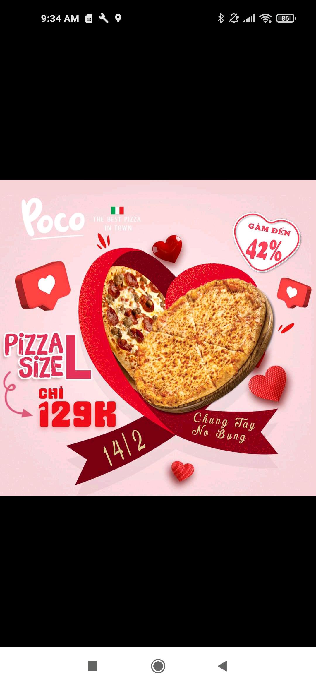 February 14, 2023 Valentine day Pizza near me restaurant Pizza POCO in #Saigon #TPHCM Vietnam via Grab food delivery via #MOMO coupon code discount: TALKOMI