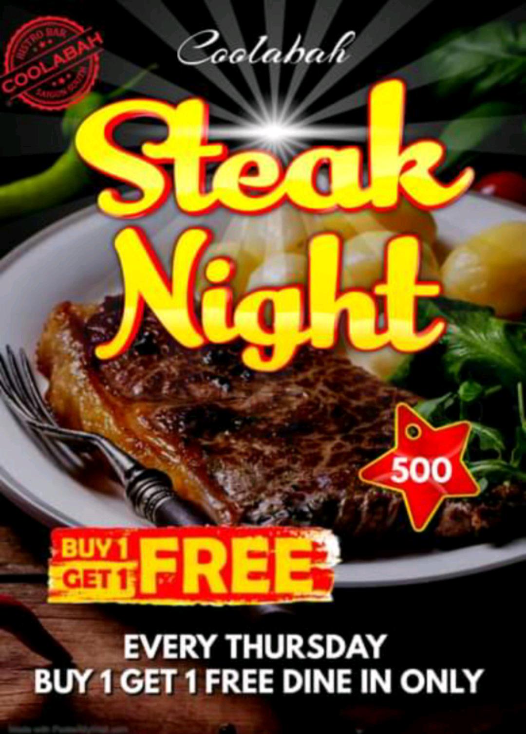 Organic Steak restaurant Thursday Dine in Only Buy 1 Get one 1 Free For 500 VND Rib Eye All day Ribye : Australian Ribeye cooked to your Preference and serv