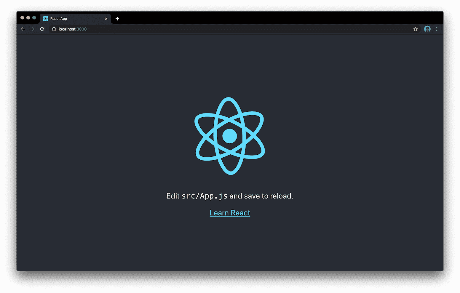 Screenshot of running Create React App in a browser