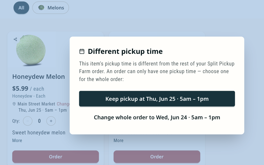 Orders from your store now stay on one pickup time
