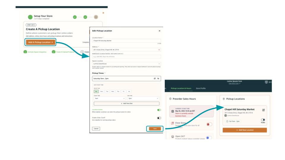 Pickup Location workflow