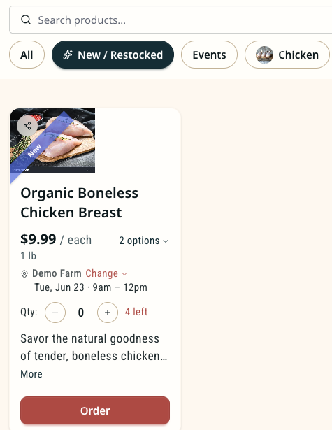 A "New / Restocked" catalog filter for your shoppers