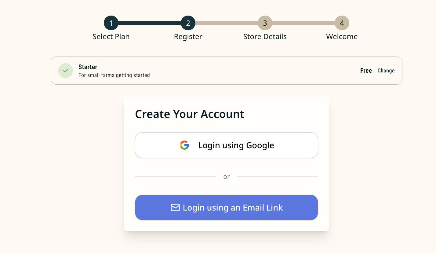 Login page