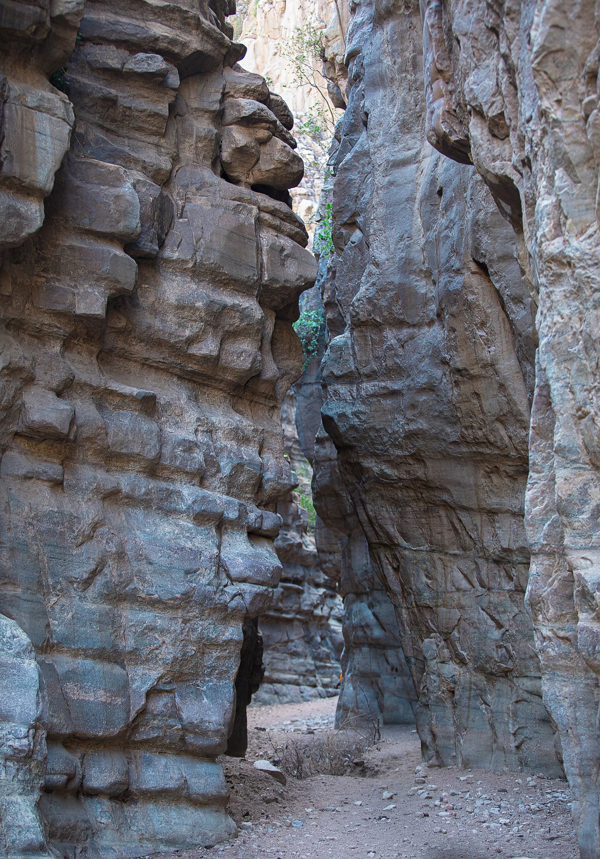 Narrow rock canyon pass inside Olkarien Gorge within Ngorongoro Conservation Area, Tanzania.
