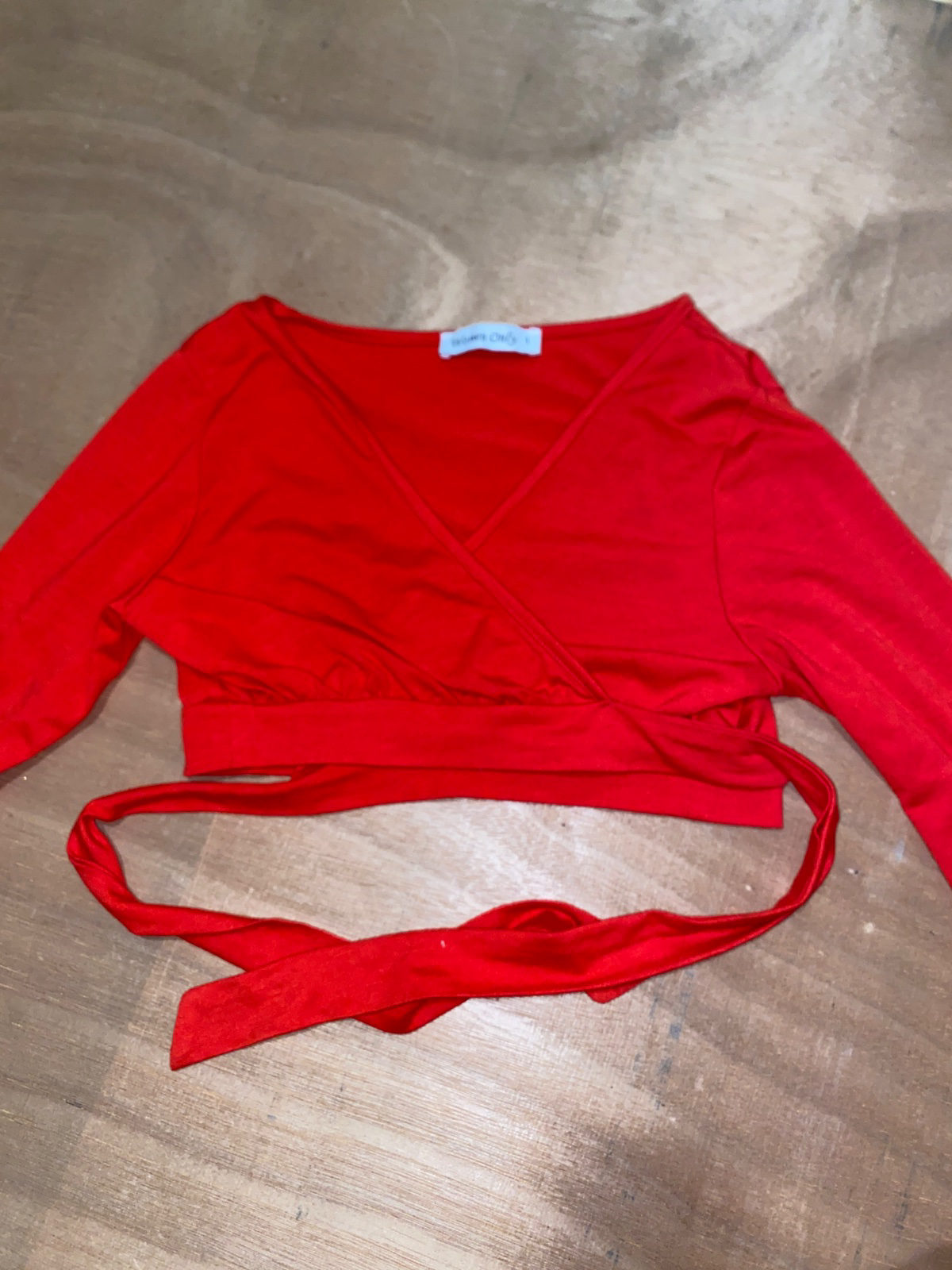 Crop top cache-cœur rouge vif photo 1