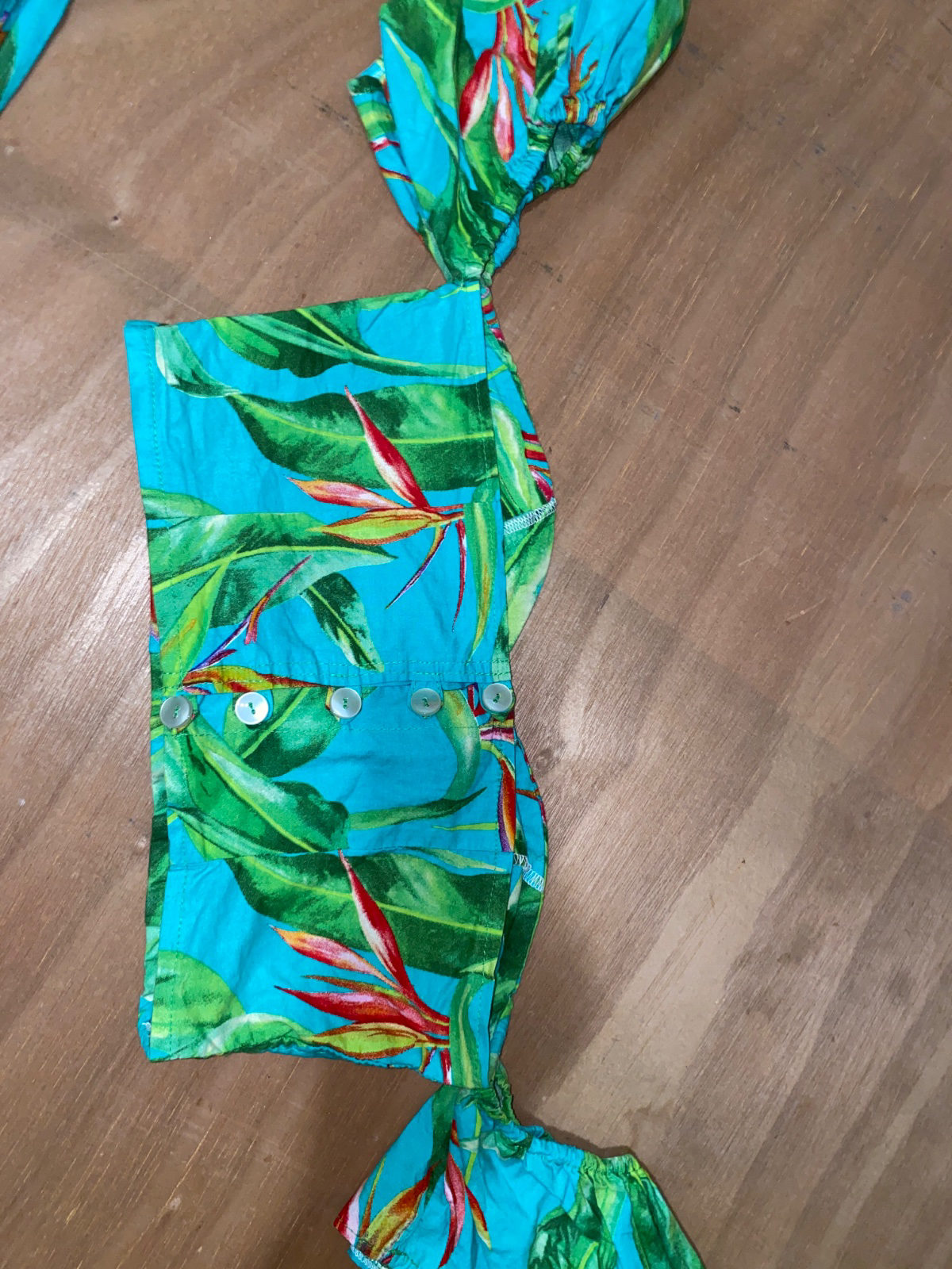 Ensemble jupe et crop top fleuri bleu turquoise photo 2