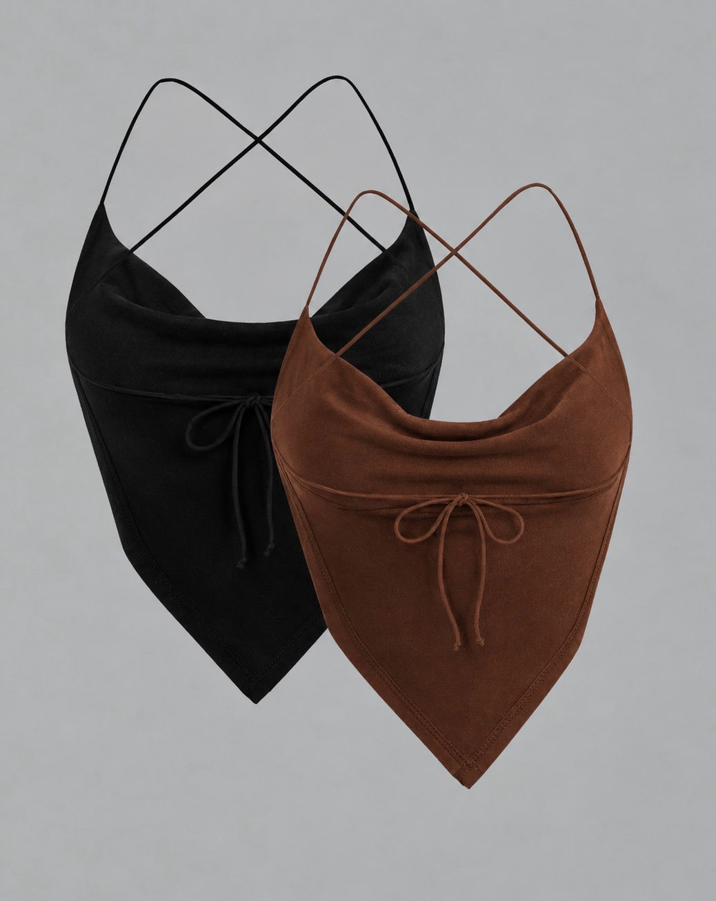 Top foulard dos nu noir et marron photo 2