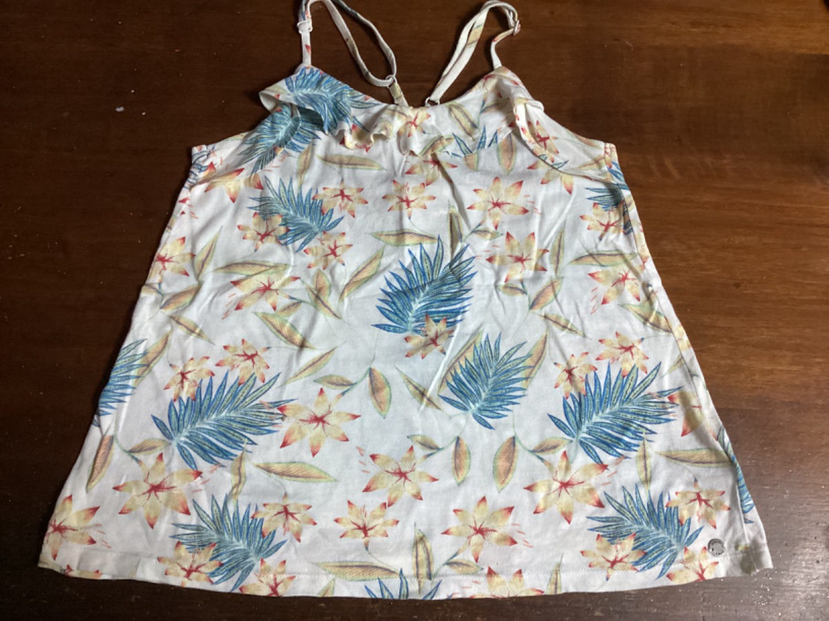 Top à bretelles motif feuilles tropicales et fleurs photo 1