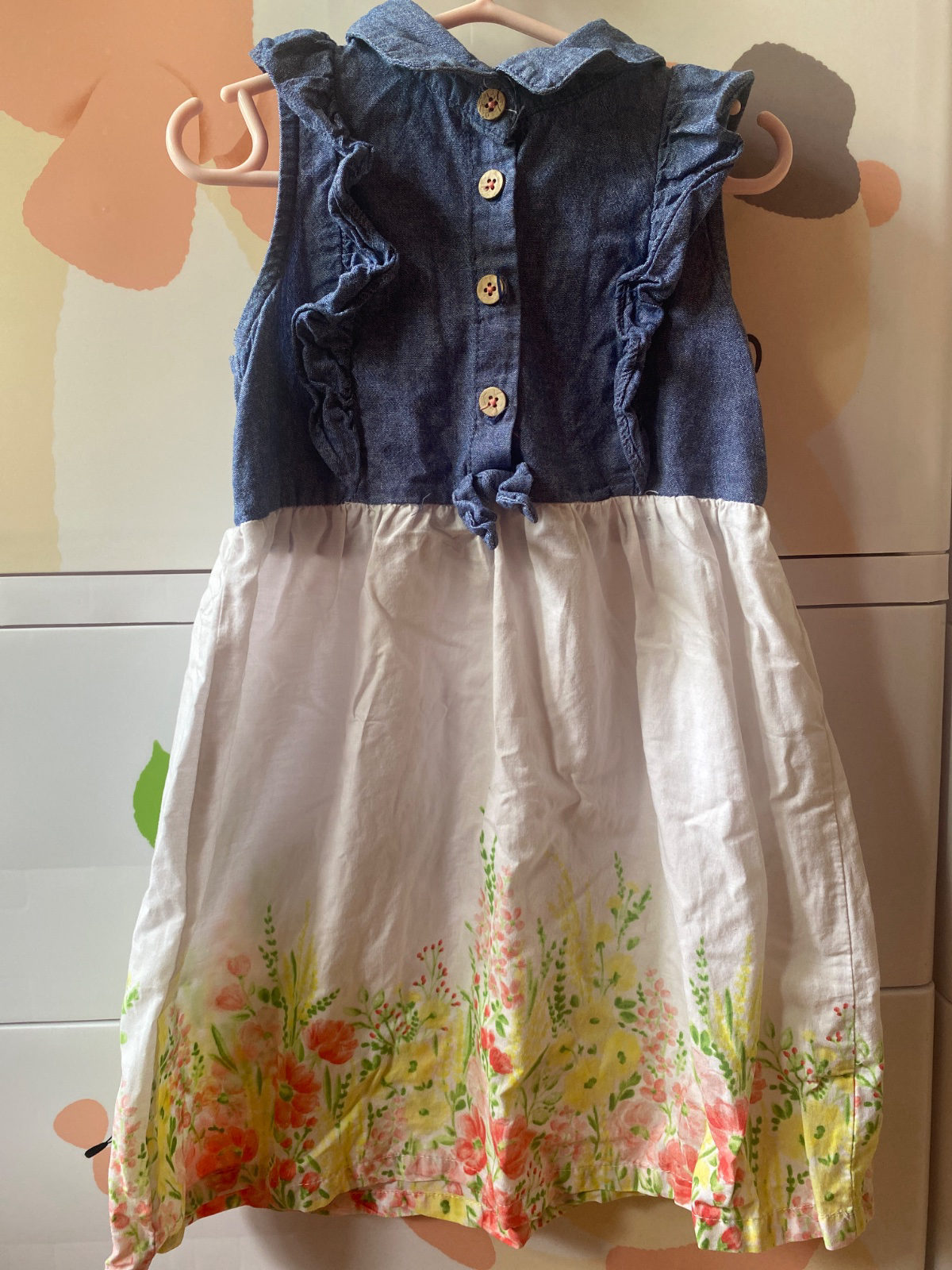 Robe bébé en jean et jupe fleurie photo 1