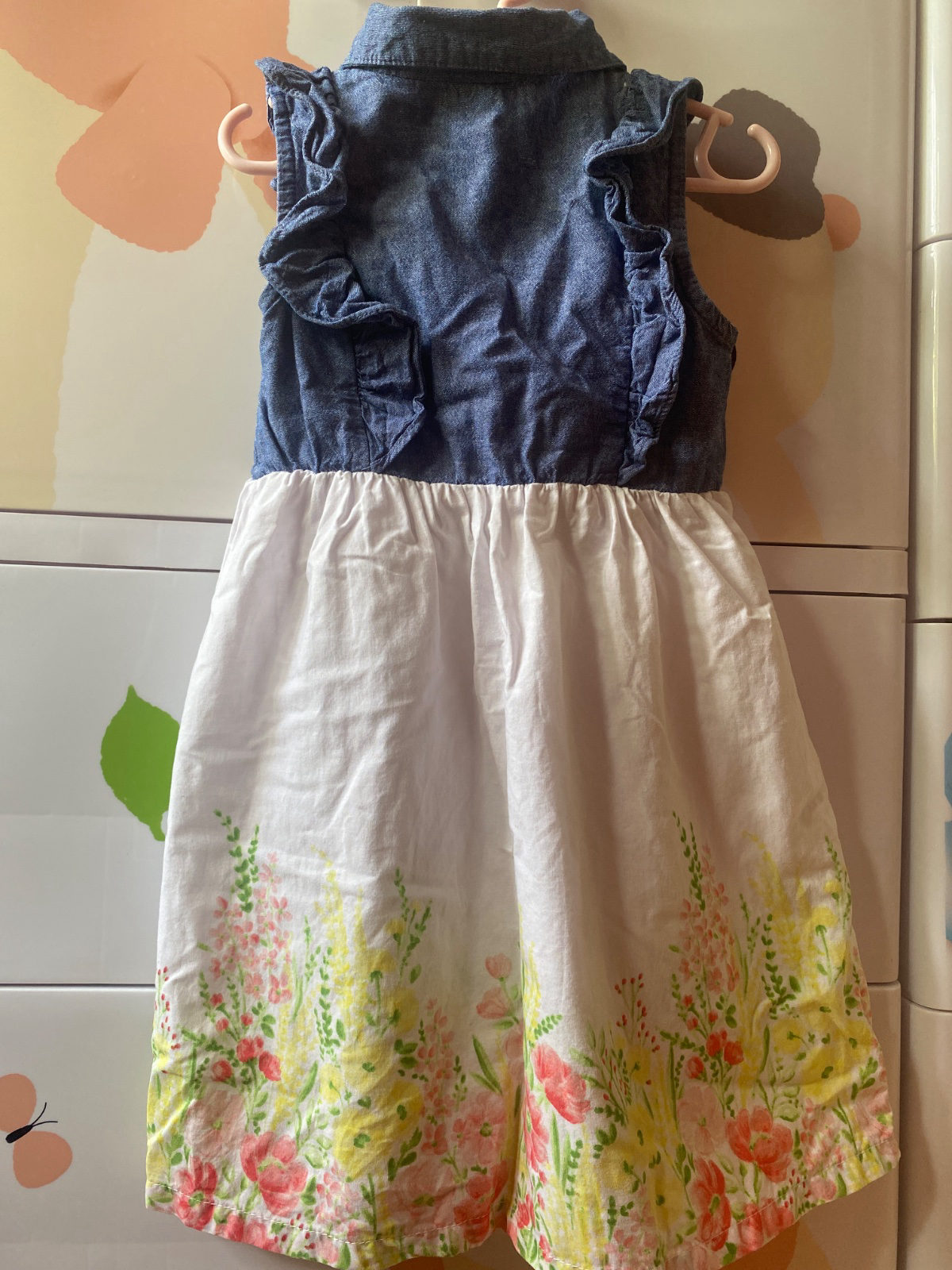Robe bébé en jean et jupe fleurie photo 3
