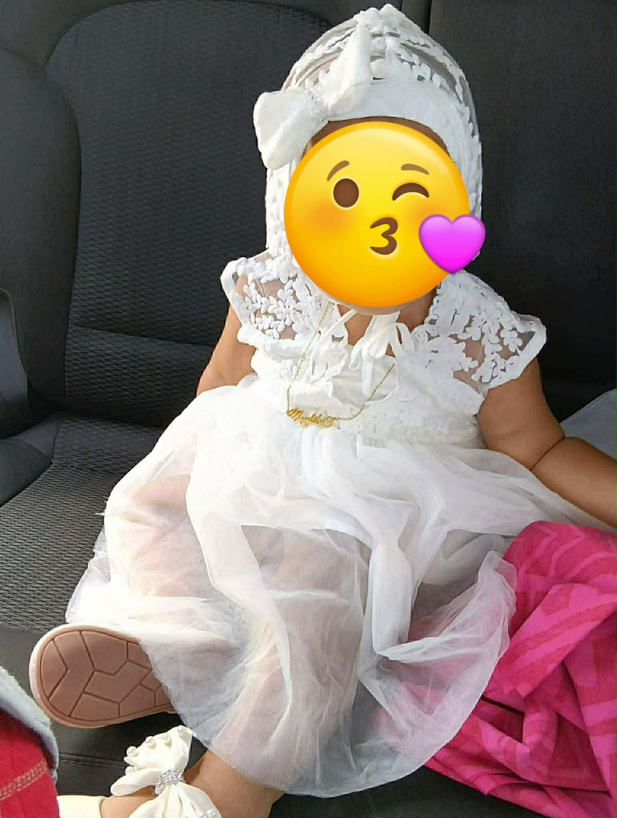 Robe de cérémonie bébé avec bandeau et bonnet assortis photo 2