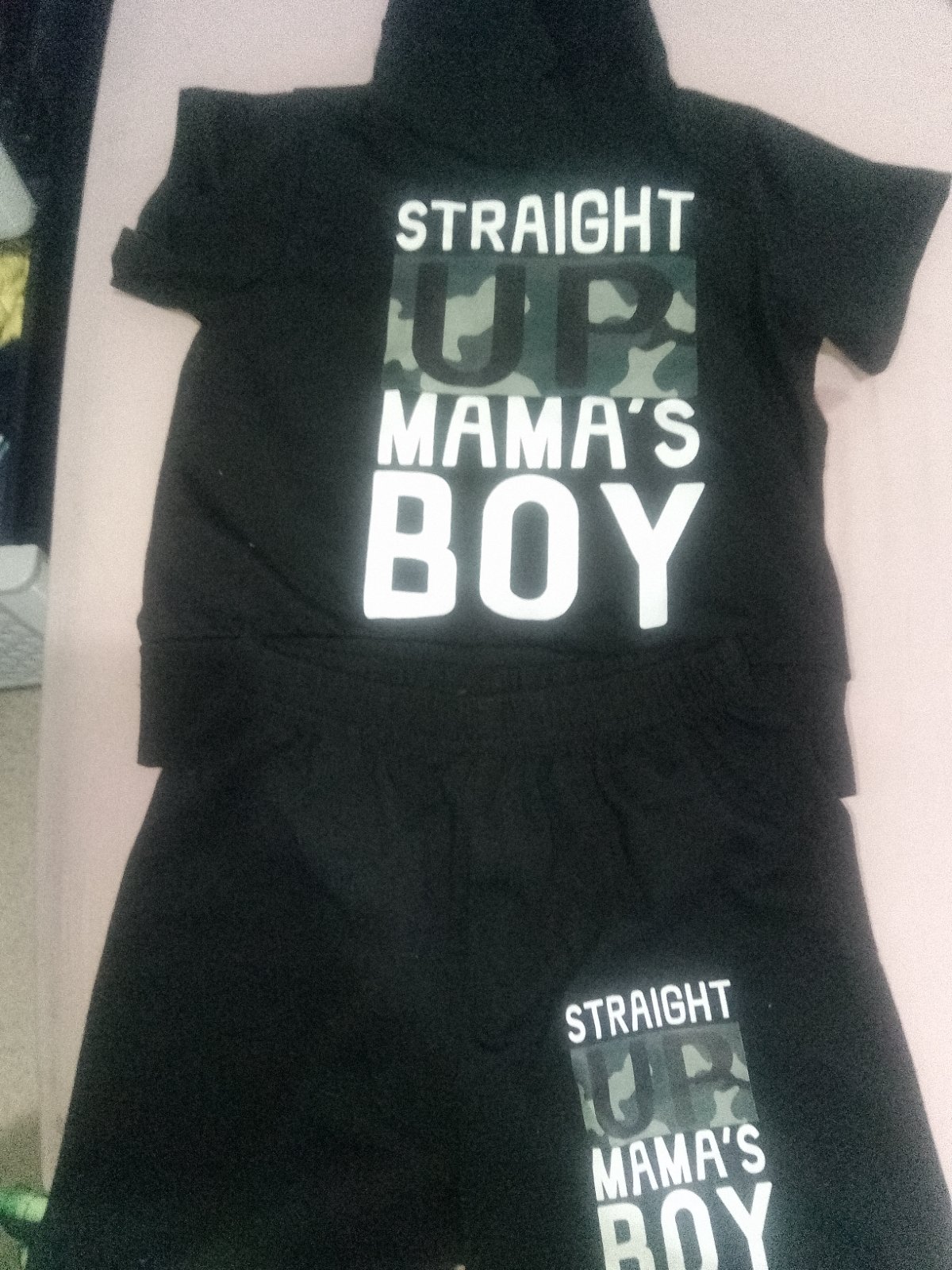 Ensemble T-shirt et short 'Mama's Boy' photo 1