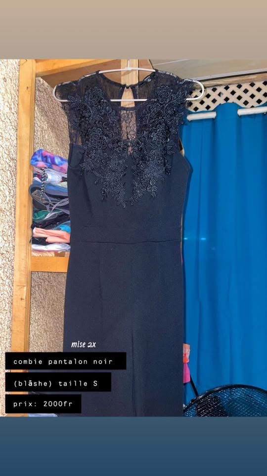 Combinaison pantalon noire avec dentelle photo 1