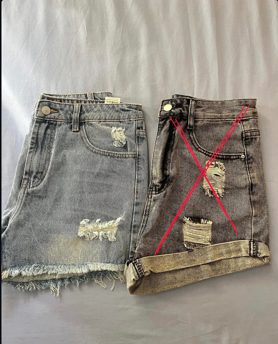 Short en jean bleu délavé style vintage photo 1