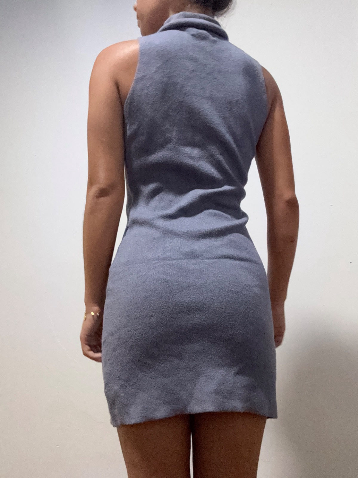 Robe pull sans manches col roulé - Bleu gris photo 2