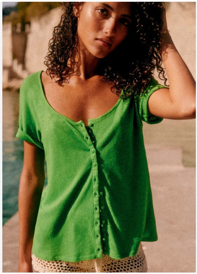 Top boutonné Sézane - Vert - Taille XL photo 1