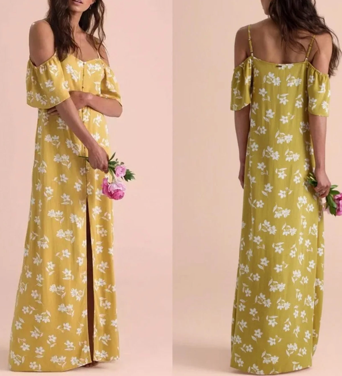 Robe longue longue fleurie jaune moutarde Billabong x Sincerely Jules - Taille L photo 1
