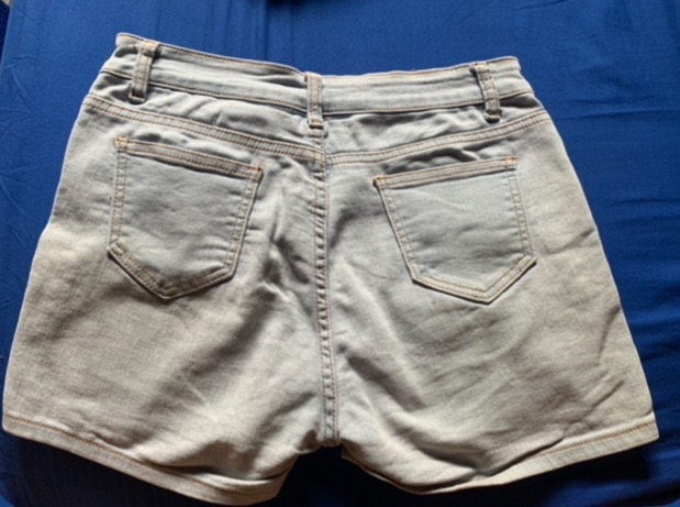 Short en jean clair brodé de roses photo 2