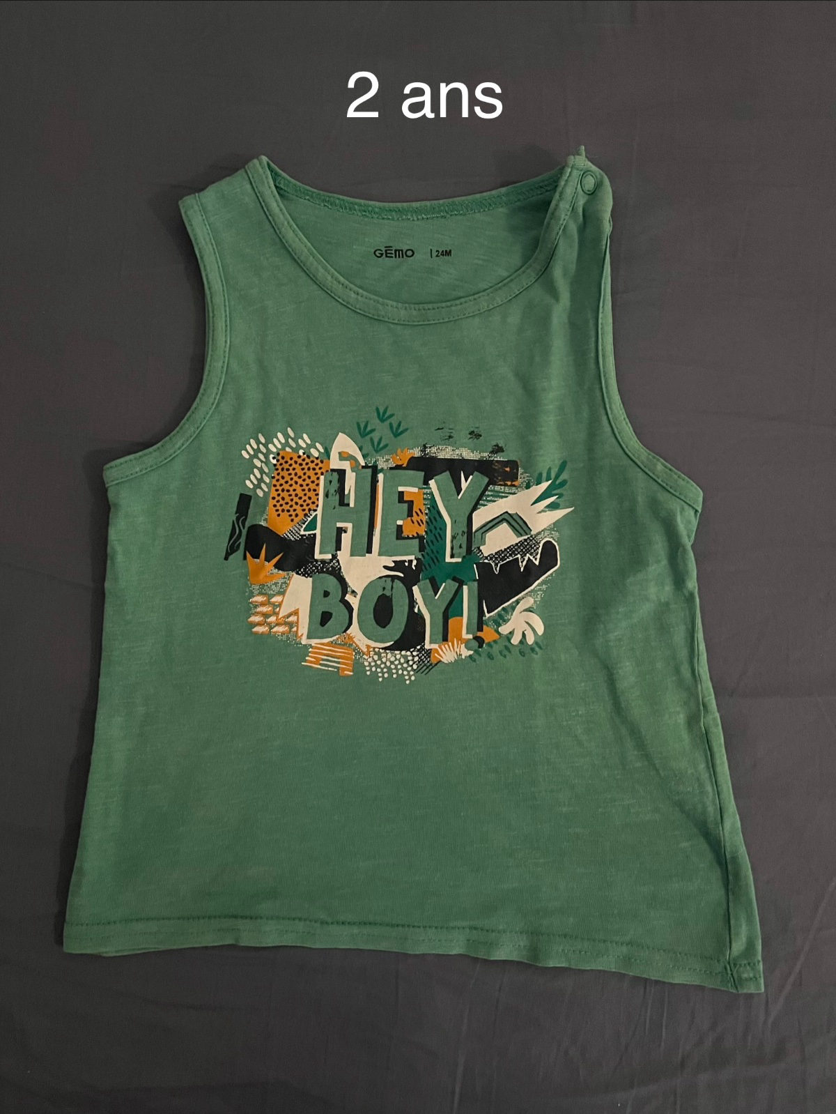 Lot de 3 débardeurs enfant motifs dinosaures et 'Hey Boy' photo 4