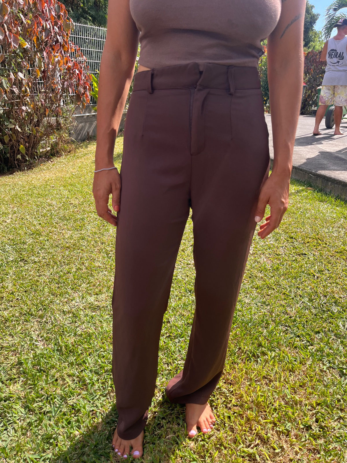 Pantalon fluide marron chic photo 1
