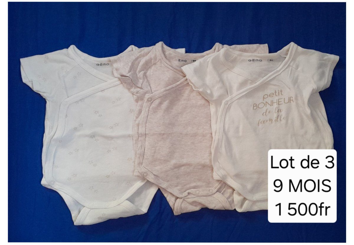Lot de 3 bodys croisés bébé Gemo photo 1