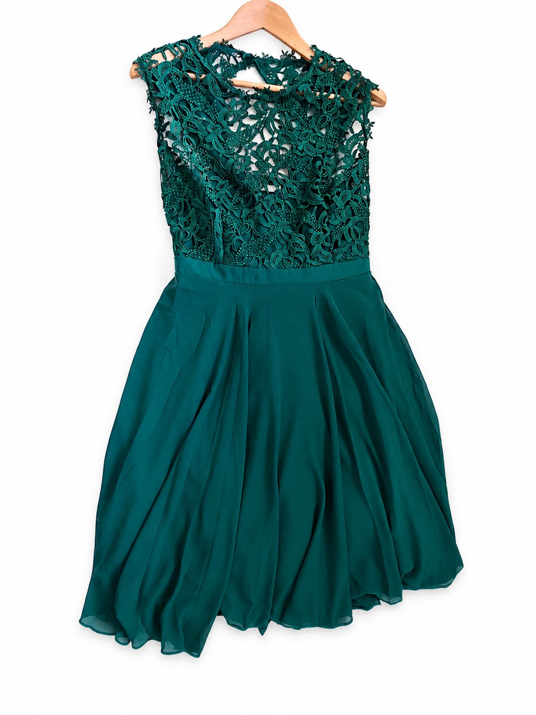 Robe élégante vert émeraude avec bustier en dentelle photo 1