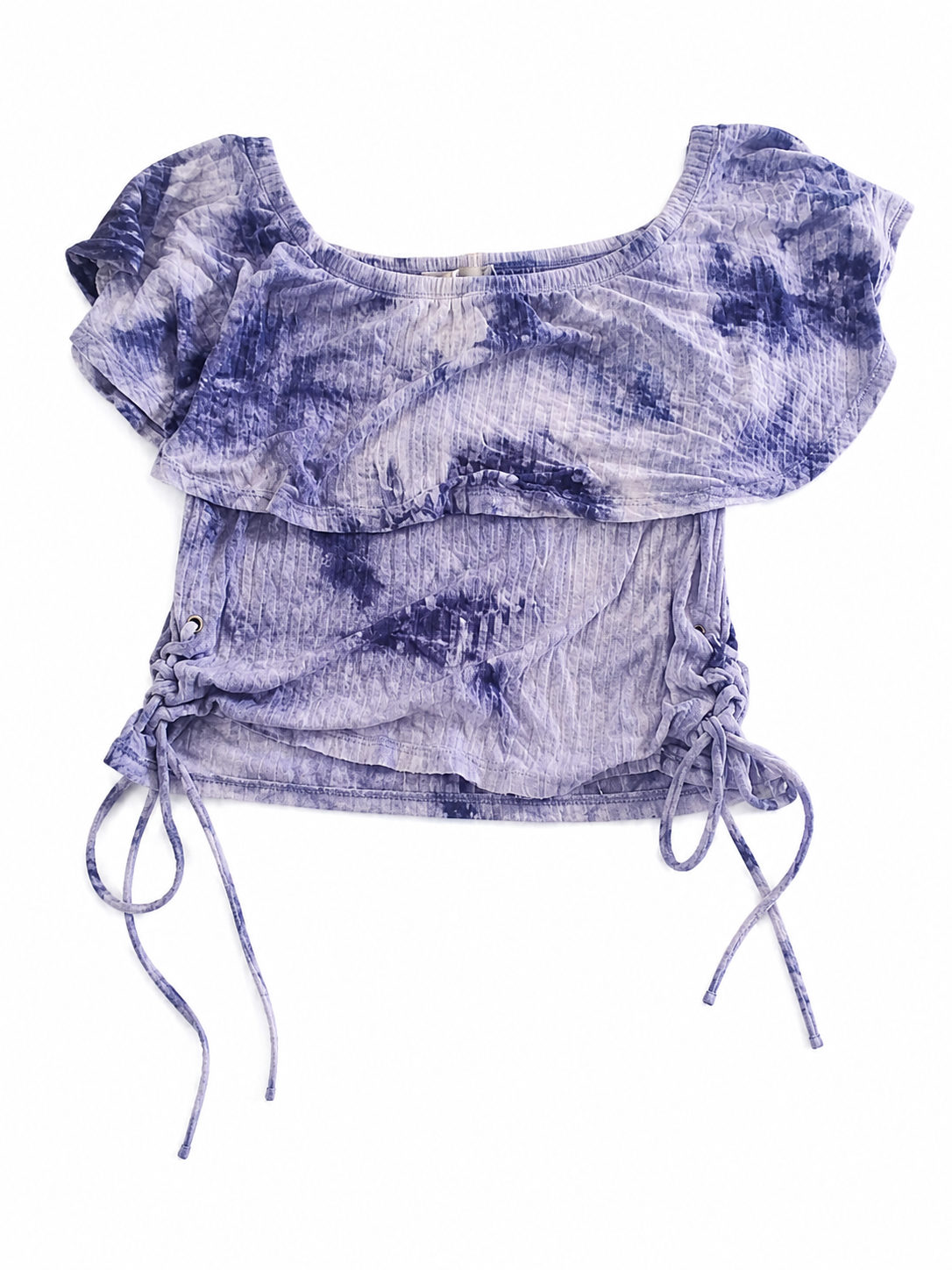 Top Tie-Dye Violet à Volants et Liens Ajustables photo 1