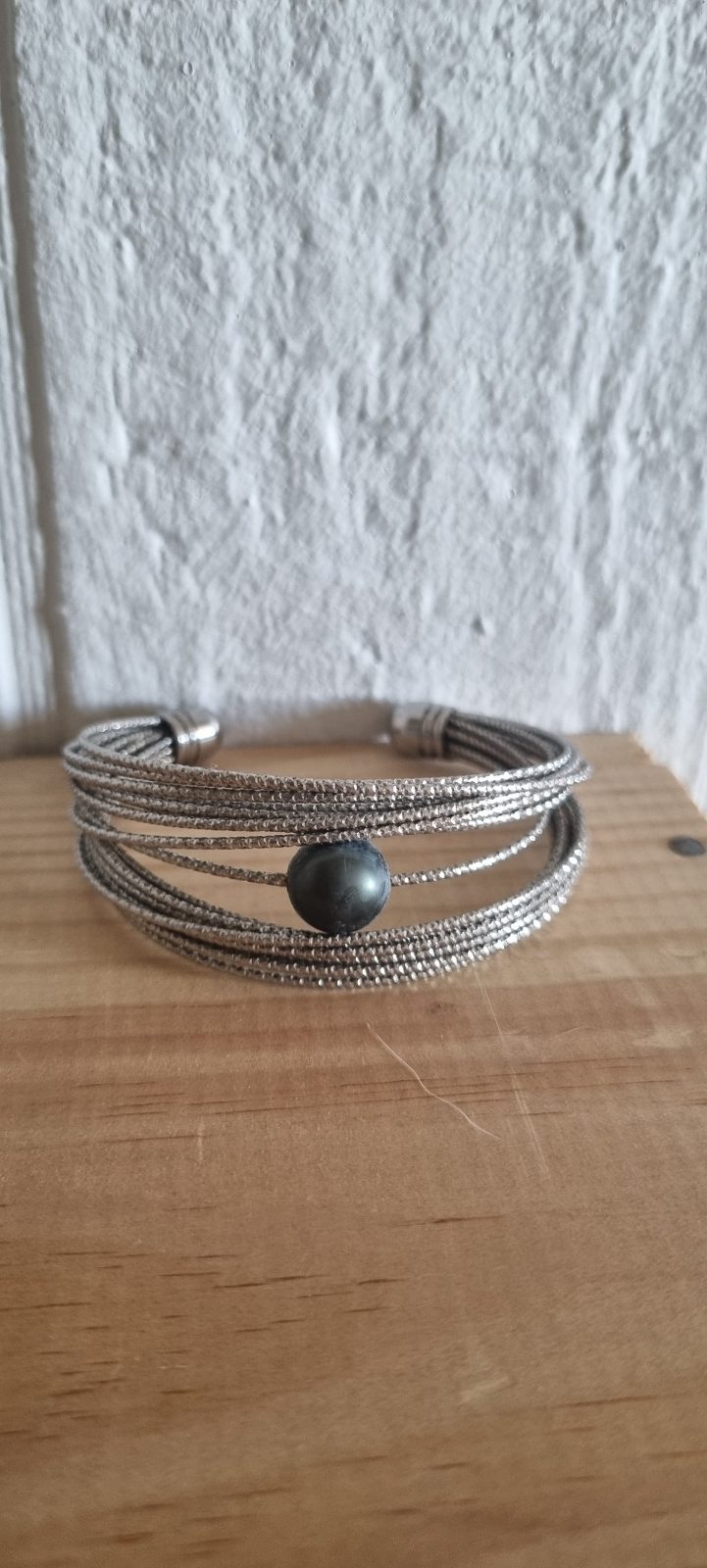 Bracelet acier inoxydable avec perle photo 1