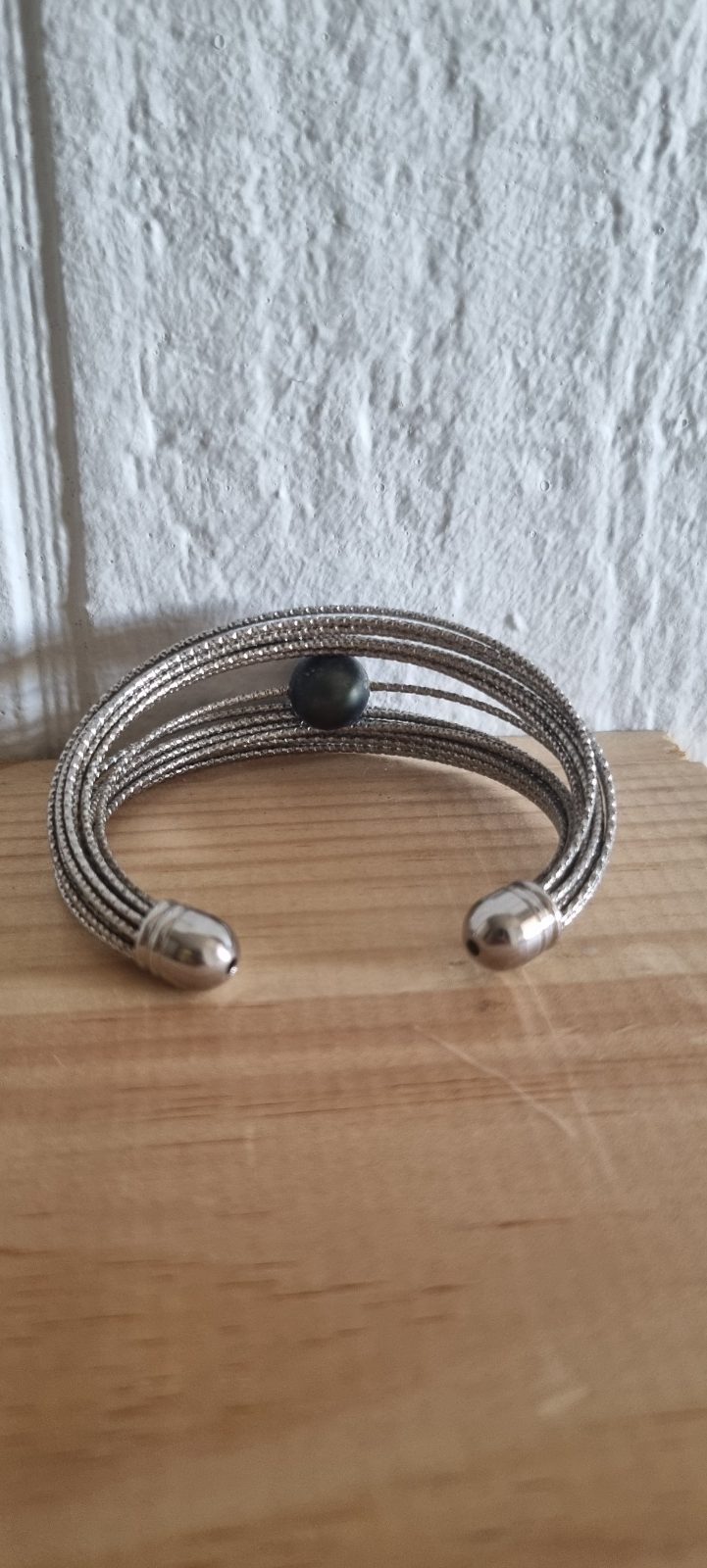 Bracelet acier inoxydable avec perle photo 2