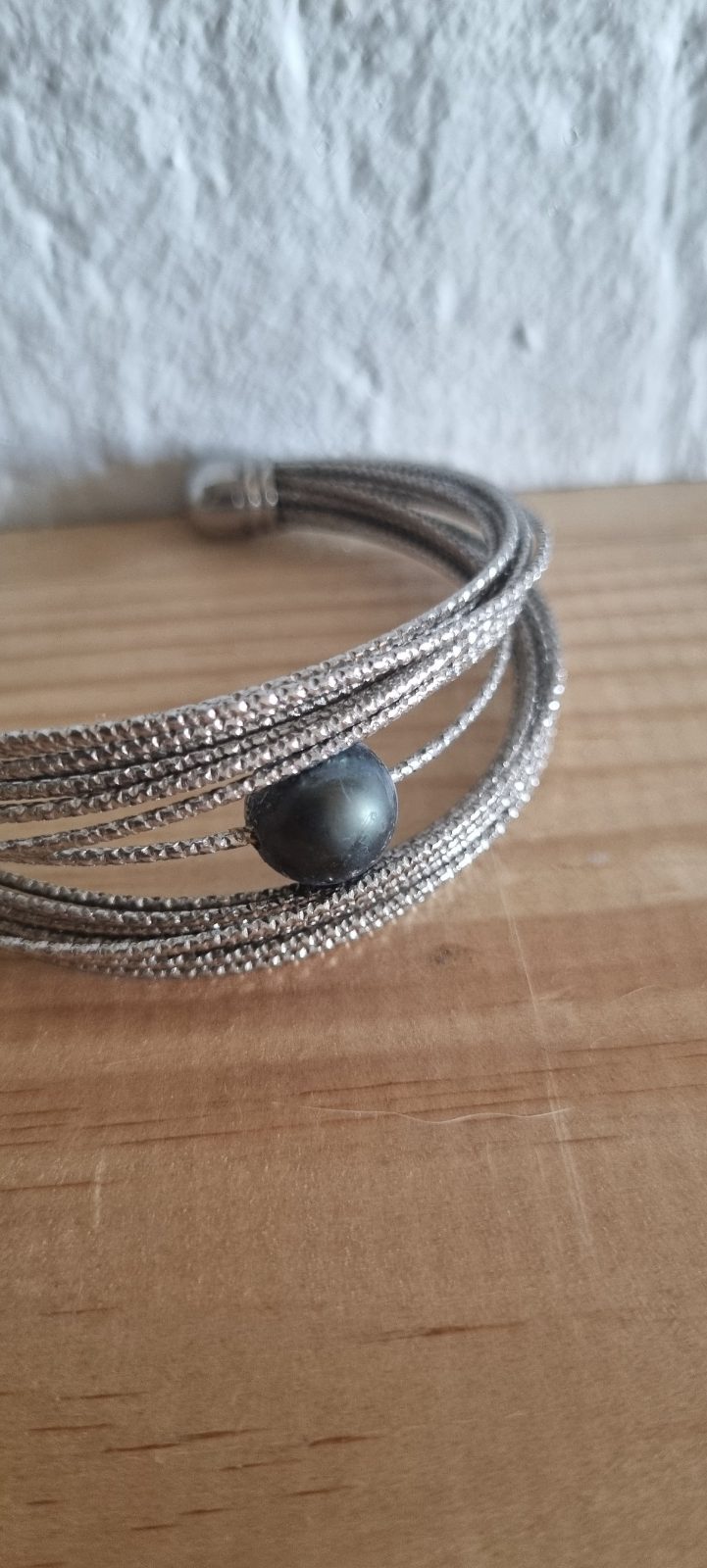 Bracelet acier inoxydable avec perle photo 3