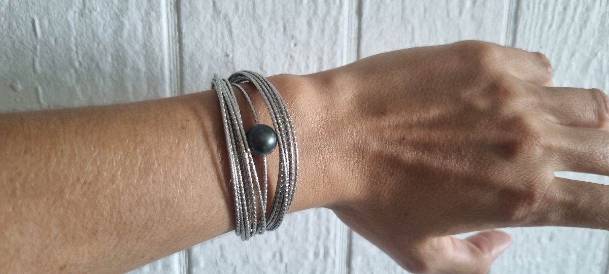 Bracelet acier inoxydable avec perle photo 4