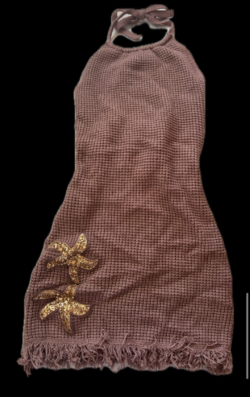 Robe marron avec étoiles de mer scintillantes en laine photo 1