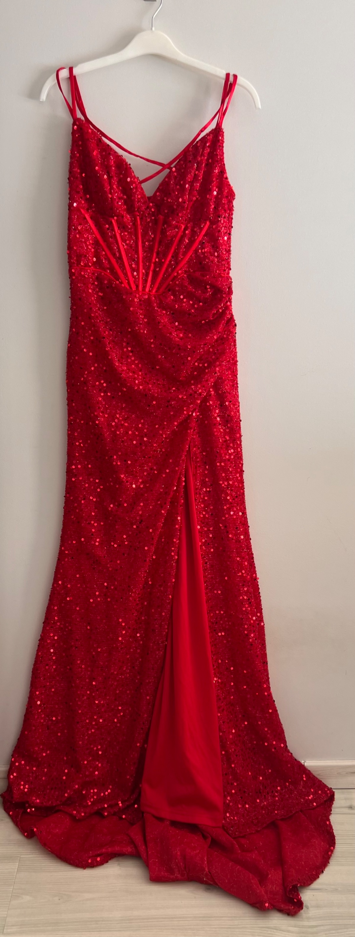 Robe de soirée strass longue rouge S photo 1