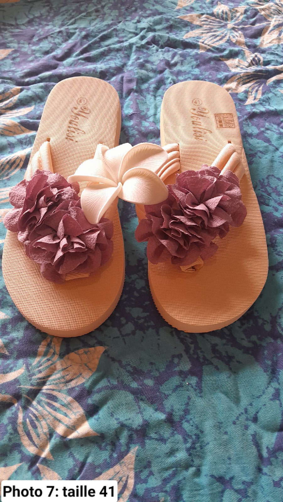Savates fleuries roses et blanches, esprit tropical photo 1