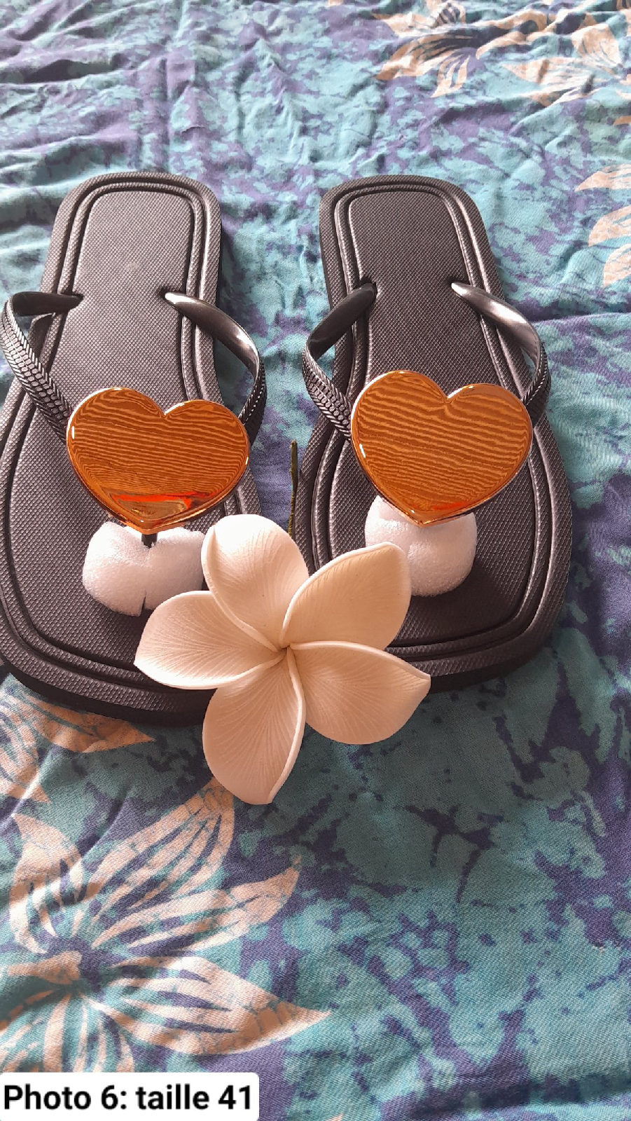 Savates fleuries roses et blanches, esprit tropical photo 2
