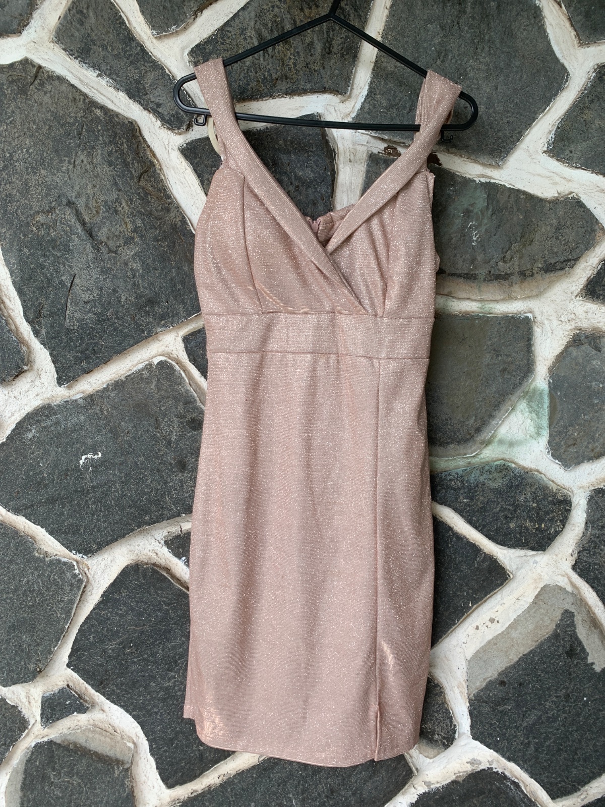 Robe de soirée scintillante rose poudré photo 1