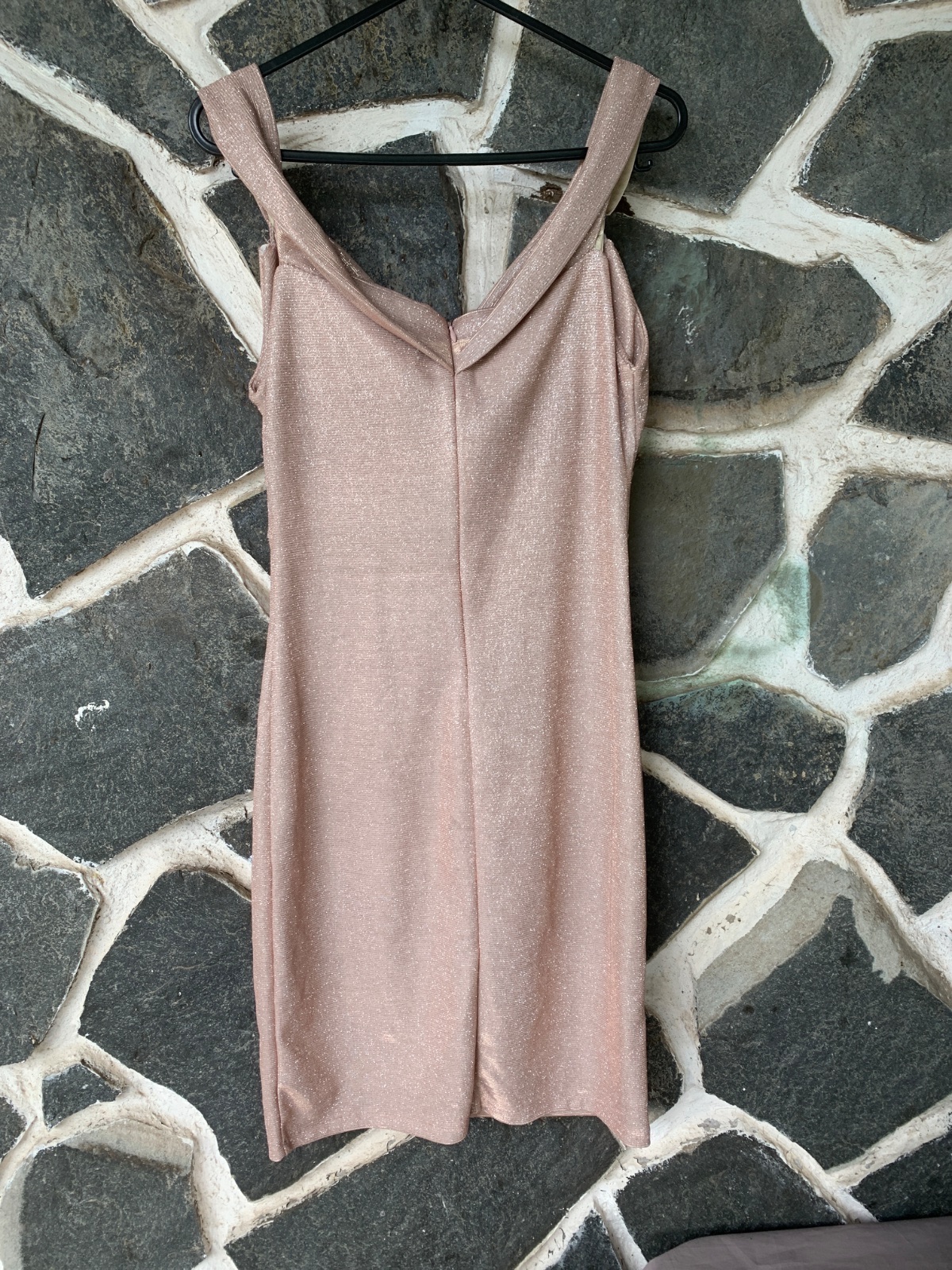 Robe de soirée scintillante rose poudré photo 2