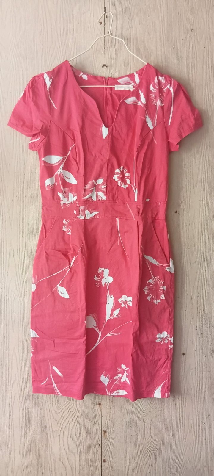 Robe corail à motifs floraux blancs photo 1