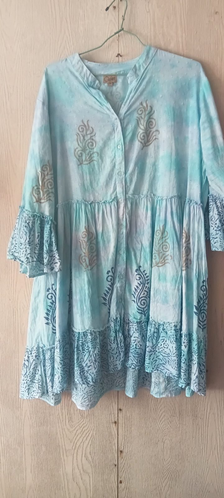 Tunique bohème tie-dye bleue à motifs photo 1